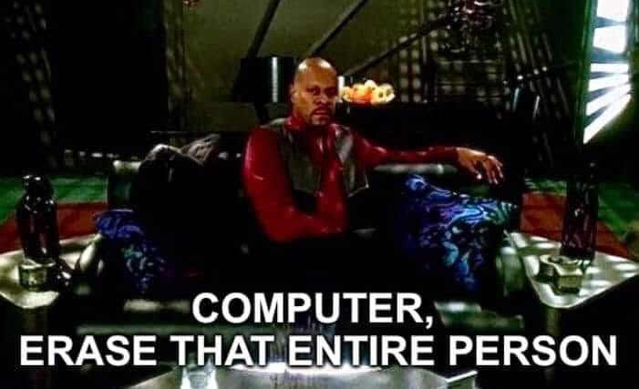 The meme is a screenshot from the TV show Star Trek: The Next Generation, featuring the character Data, a android, sitting in a chair with a cup of coffee. The image is captioned with the phrase "I, Data, will no longer be able to experience the joy of drinking coffee. I, Data, will no longer be able to experience the joy of drinking coffee. I, Data, will no longer be able to experience the joy of drinking coffee." The text is then followed by a single word: "COFFEE".